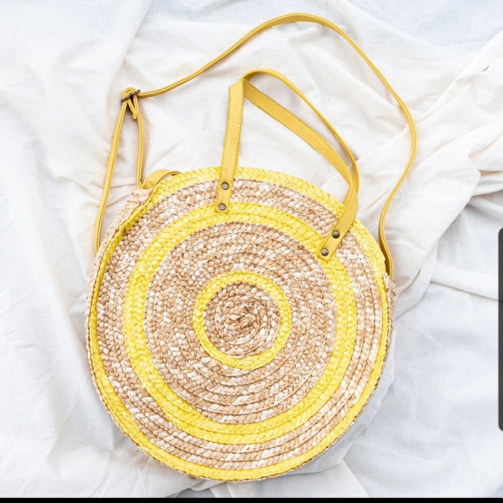 Huge Swirly yellow grass like design Tote/crossbod